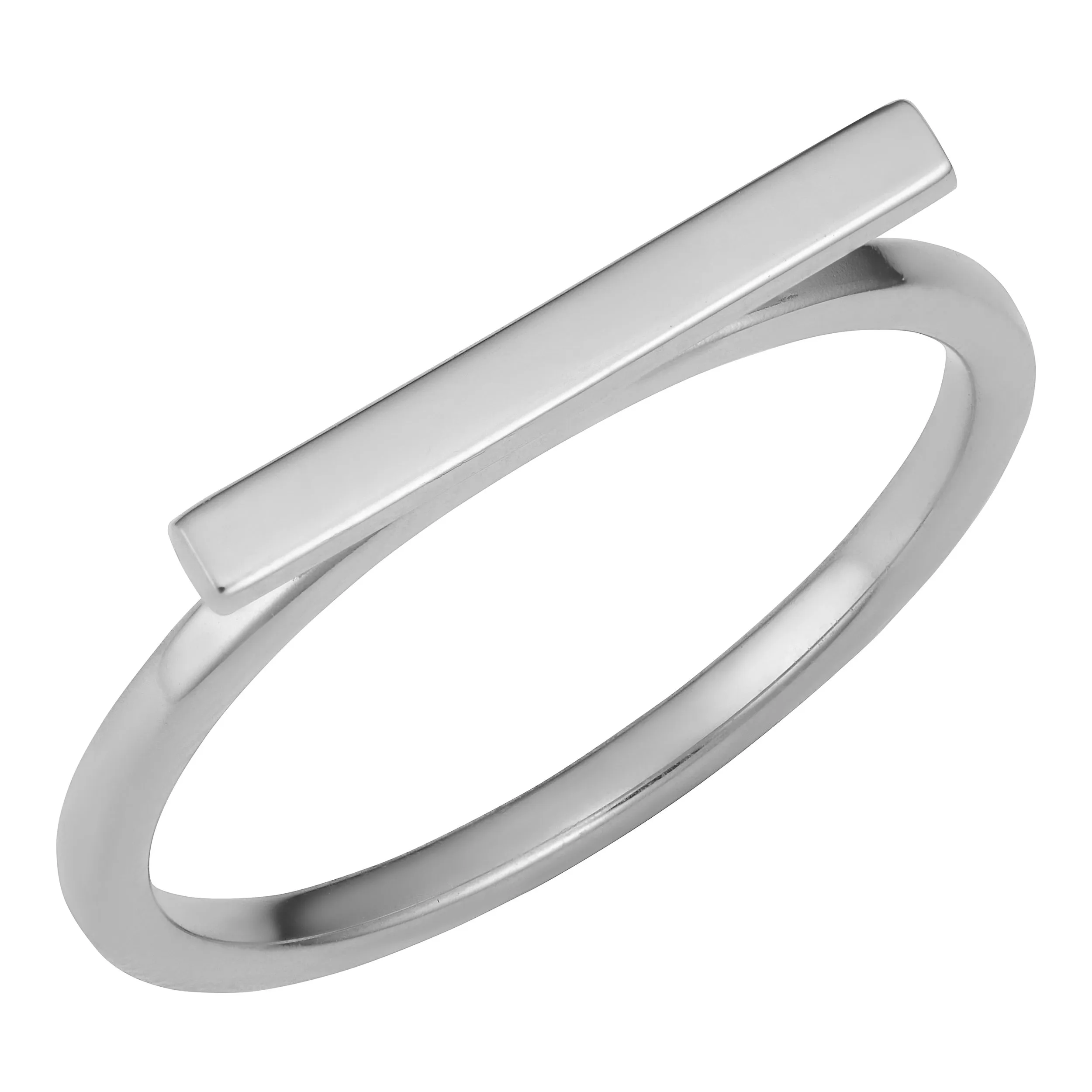 14k White Gold 2mm Horizontal Bar Ring