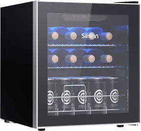 18 Bottle Wine Cooler Refrigerator, Freestanding Compact Digital Control Beverage Fridge with Glass Door