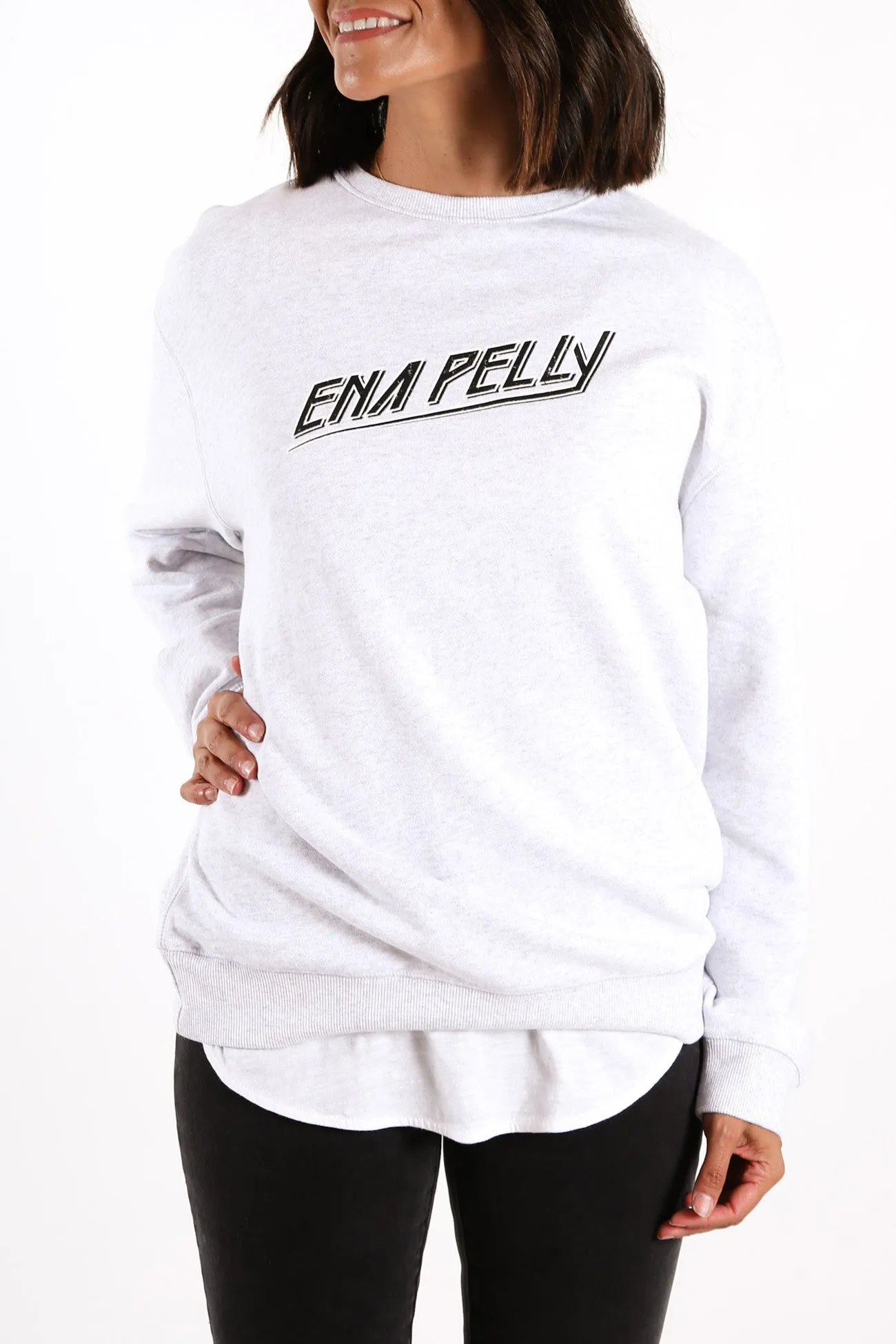 80S Block Logo Sweater White Marle