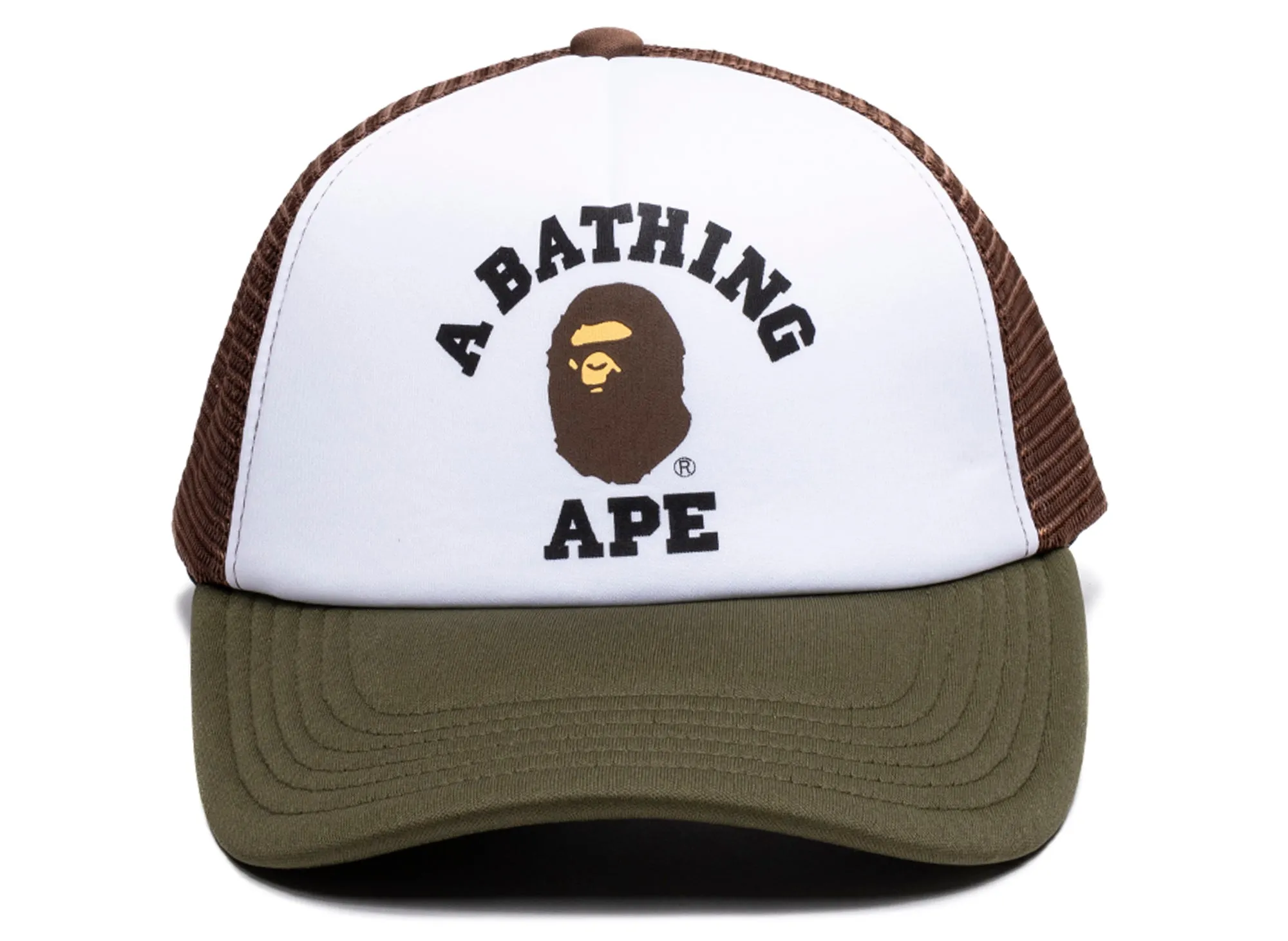 A Bathing Ape College Mesh Cap in Olive