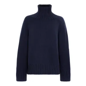 Alessandra Cotton and Cashmere Raglan Sleeve - Navy