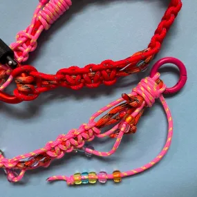 Bag charm lanyard purse strap red pink