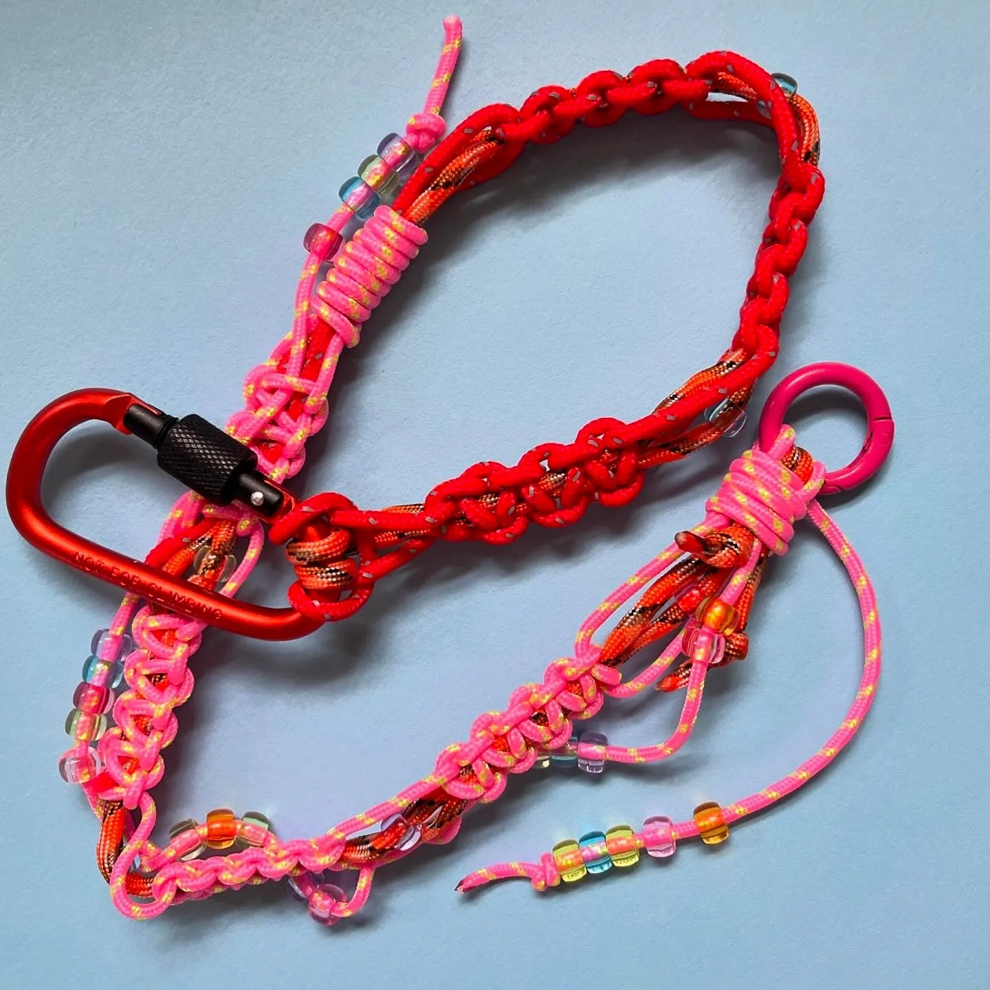 Bag charm lanyard purse strap red pink