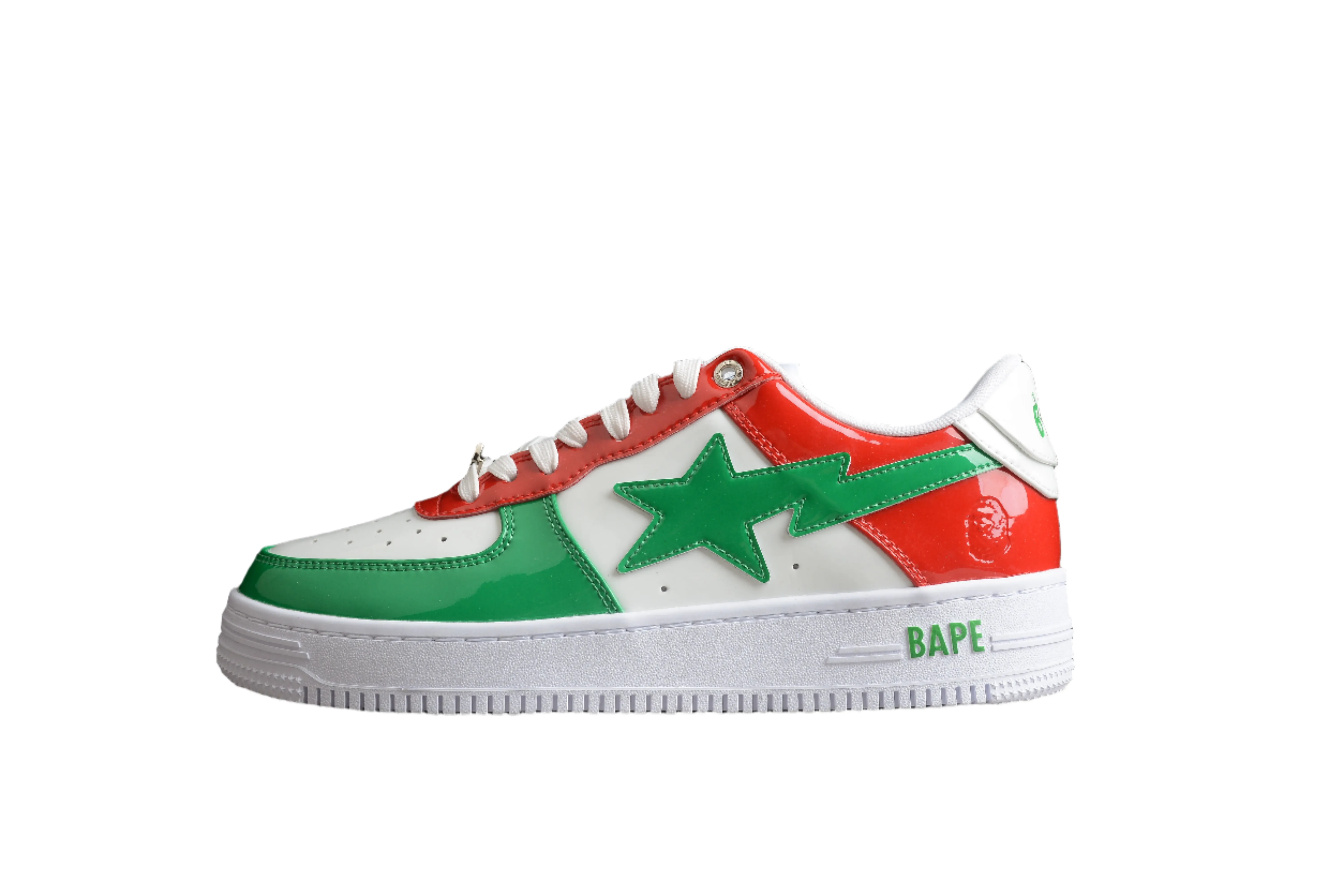 BAPE STA Low-Top Sneakers in Red, Green, and White