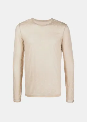 Beige Moonogram Mesh Long-Sleeve T-Shirt