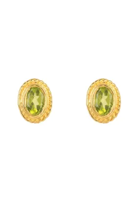 Birthstone Gold Gemstone Stud Earring August Peridot