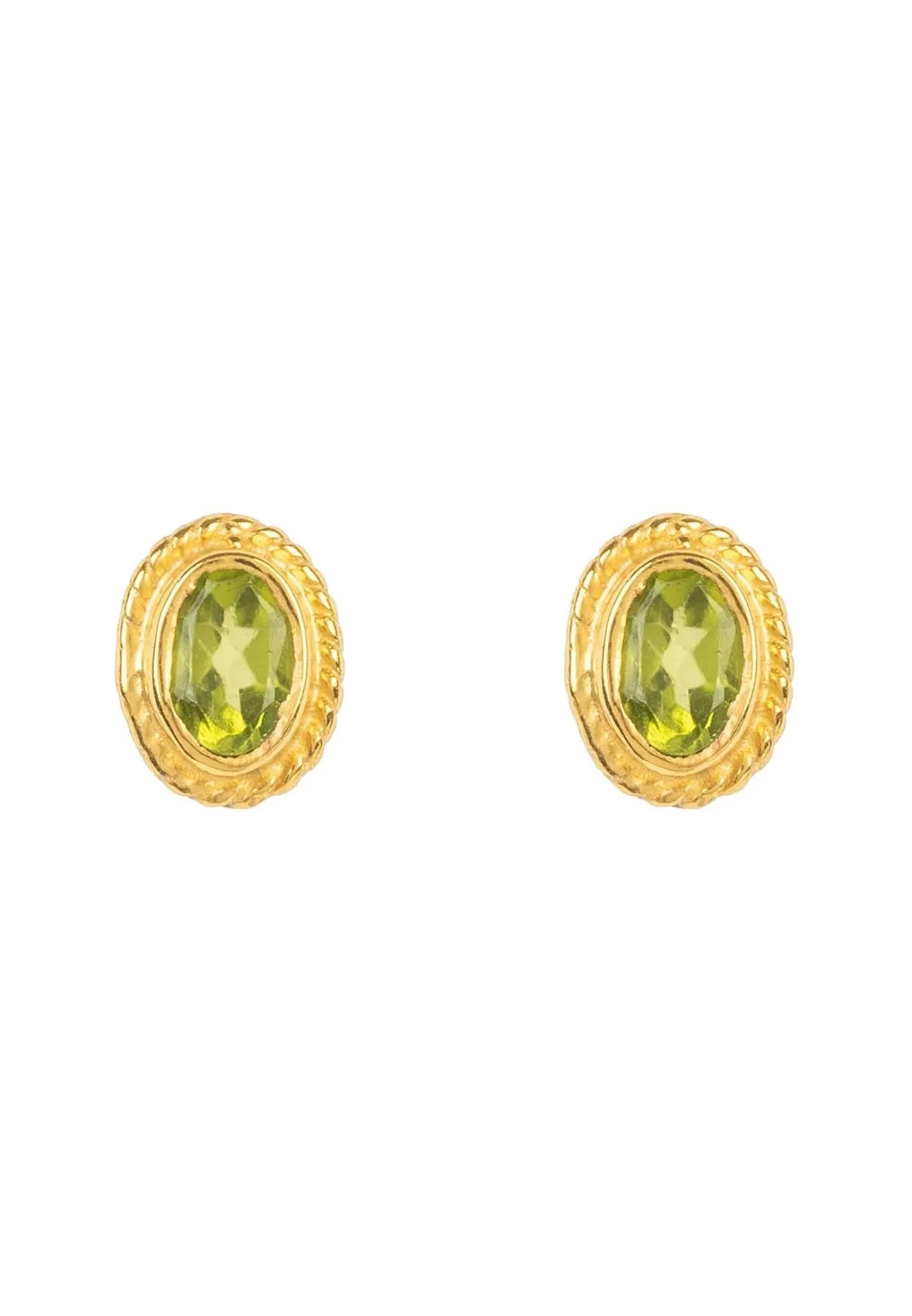 Birthstone Gold Gemstone Stud Earring August Peridot