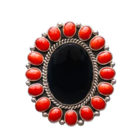 Black Onyx & Mediterranean Coral Ring | Melvin & Tiffany Jones