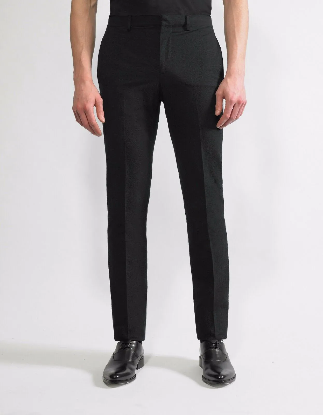 Black Seersucker Cotton Trousers