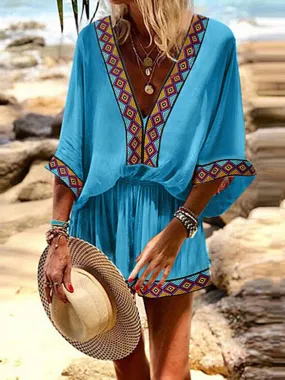 Bohemian Retro Beach Vacation Jumpsuit