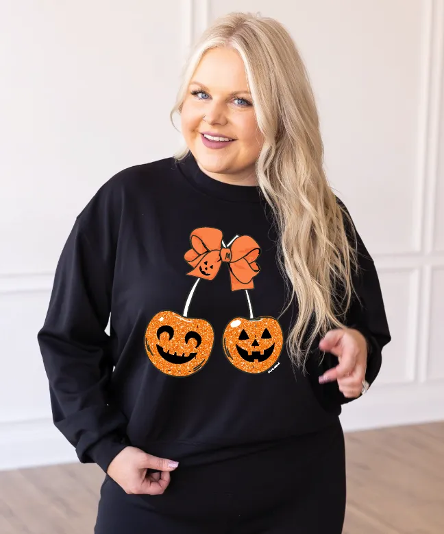 Cherry Pumpkin Black Athletic Sweatshirt