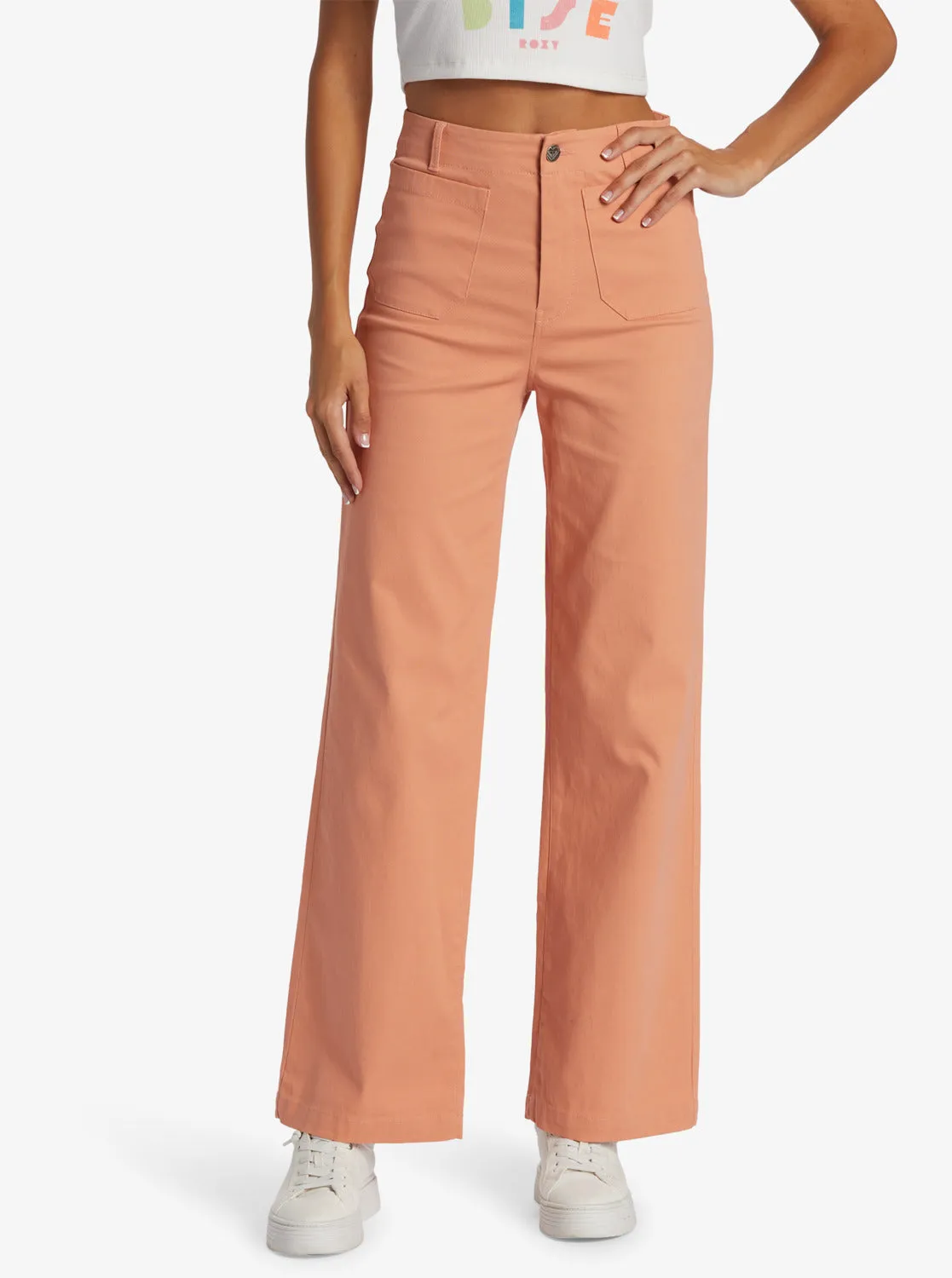 Coastal Cruiser Wide Leg Pants - Dusty Coral