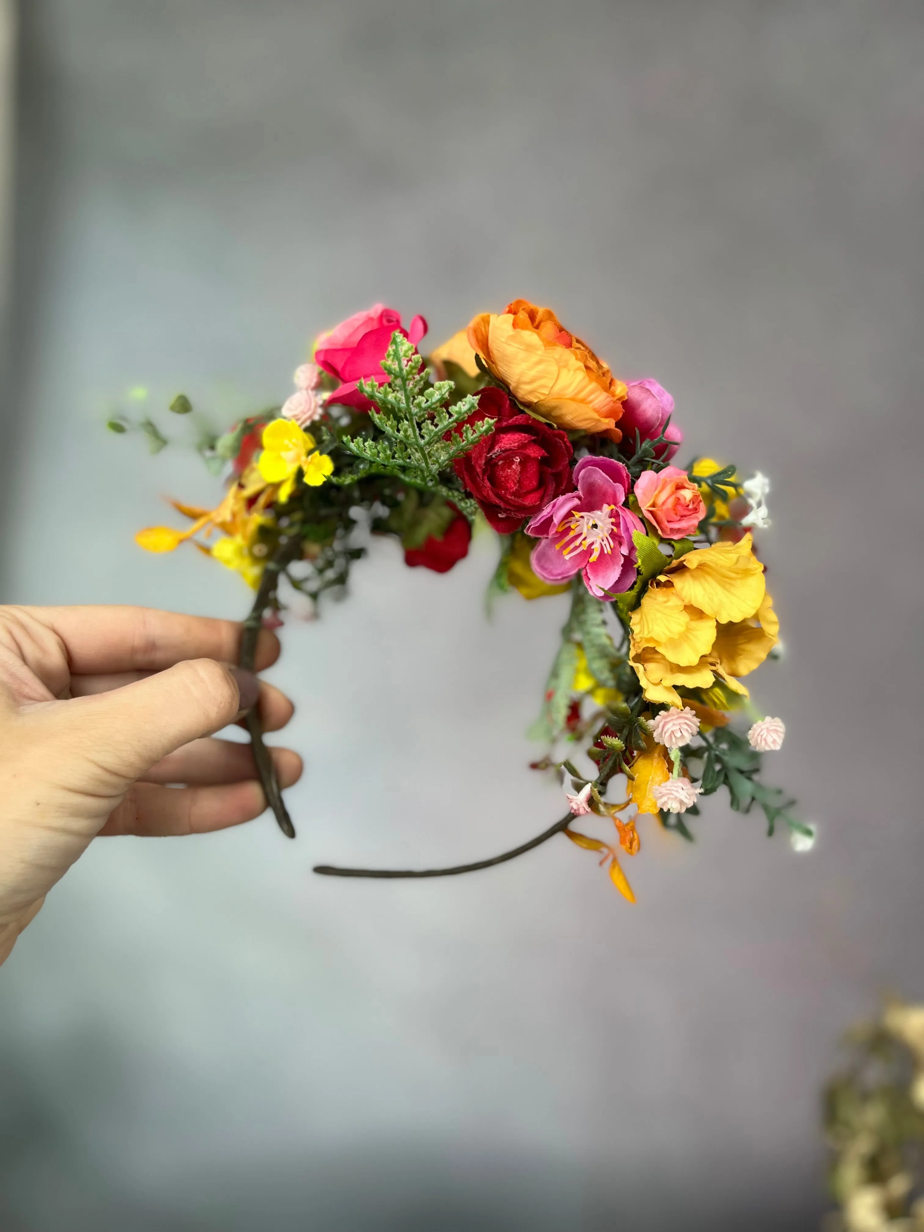 Colourful flower Frida Kahlo hair crown