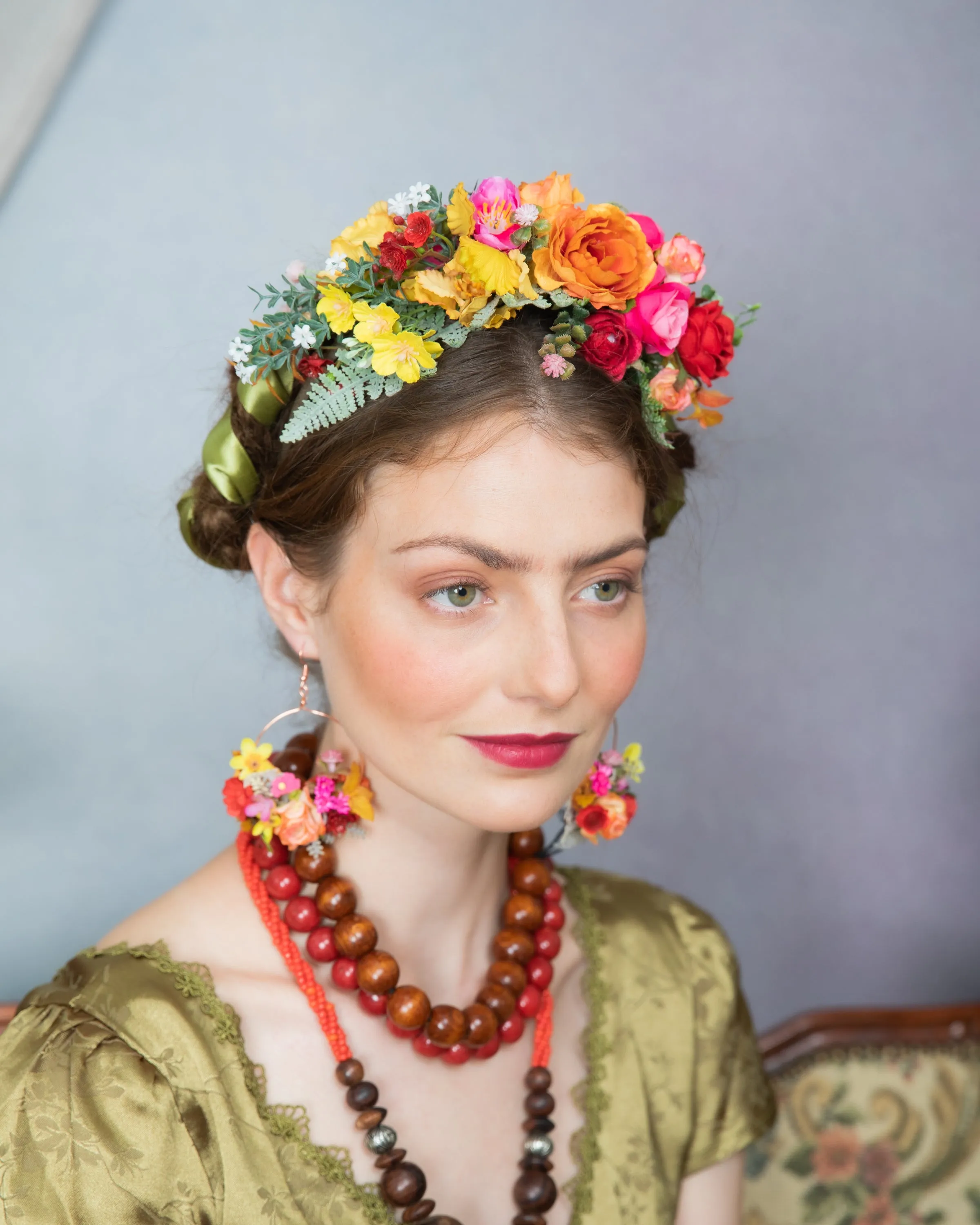 Colourful flower Frida Kahlo hair crown