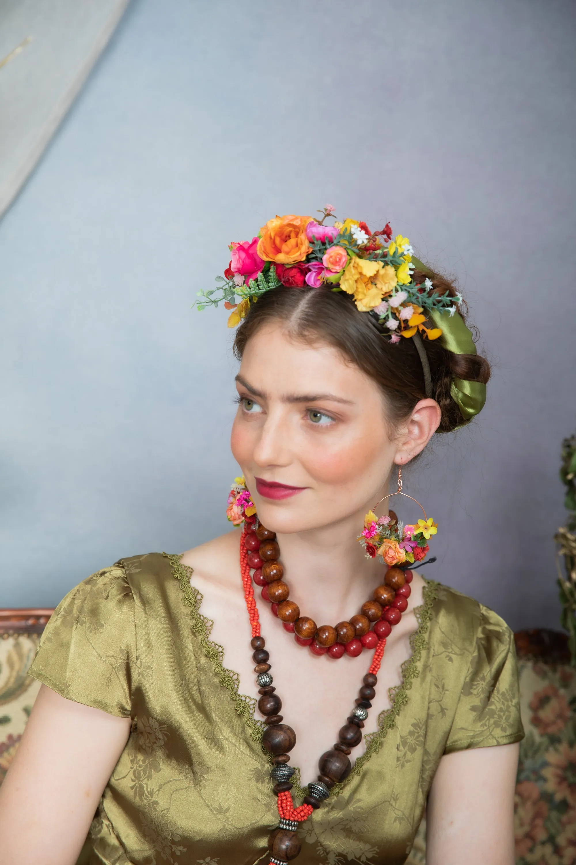 Colourful flower Frida Kahlo hair crown