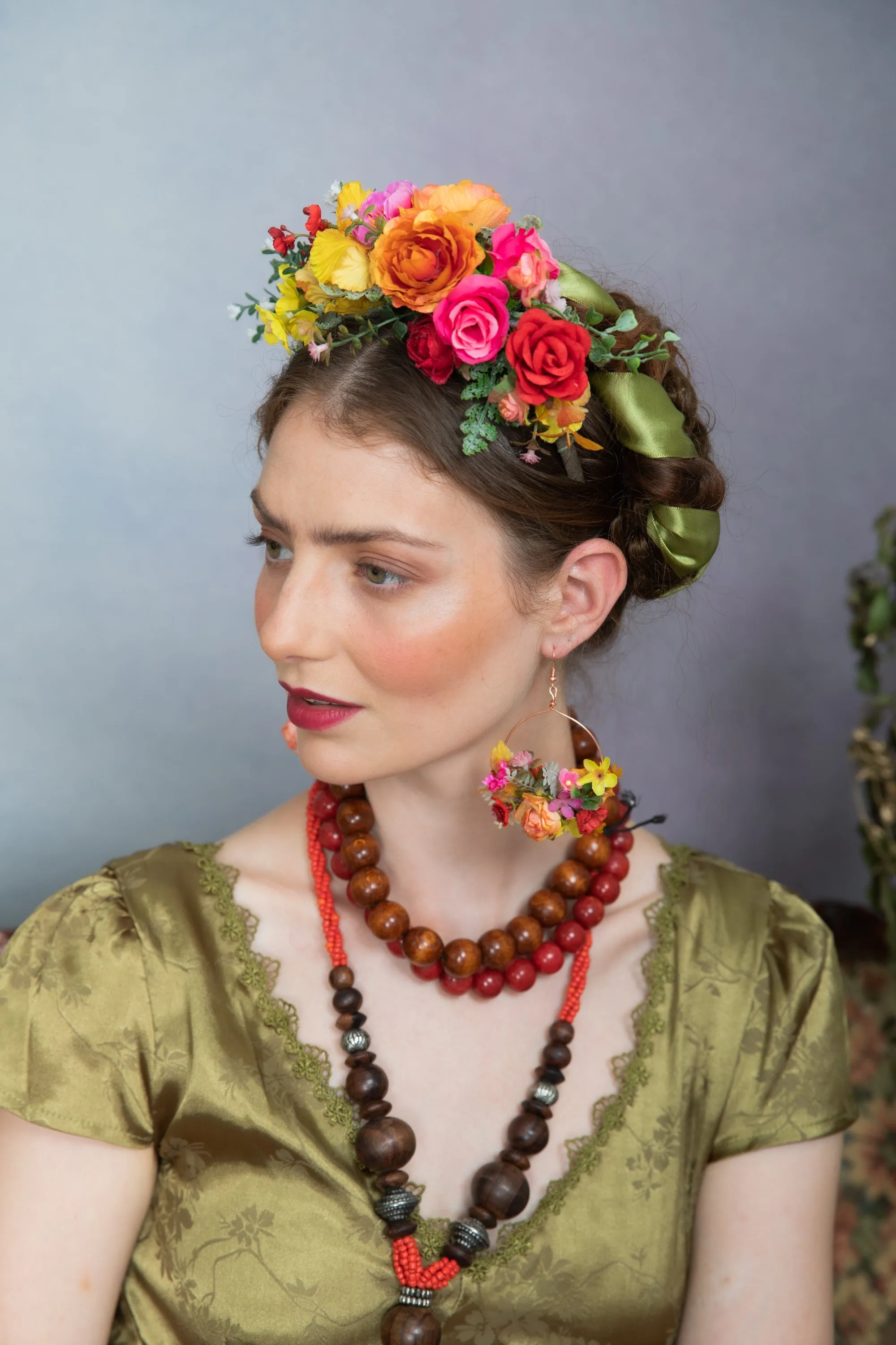 Colourful flower Frida Kahlo hair crown