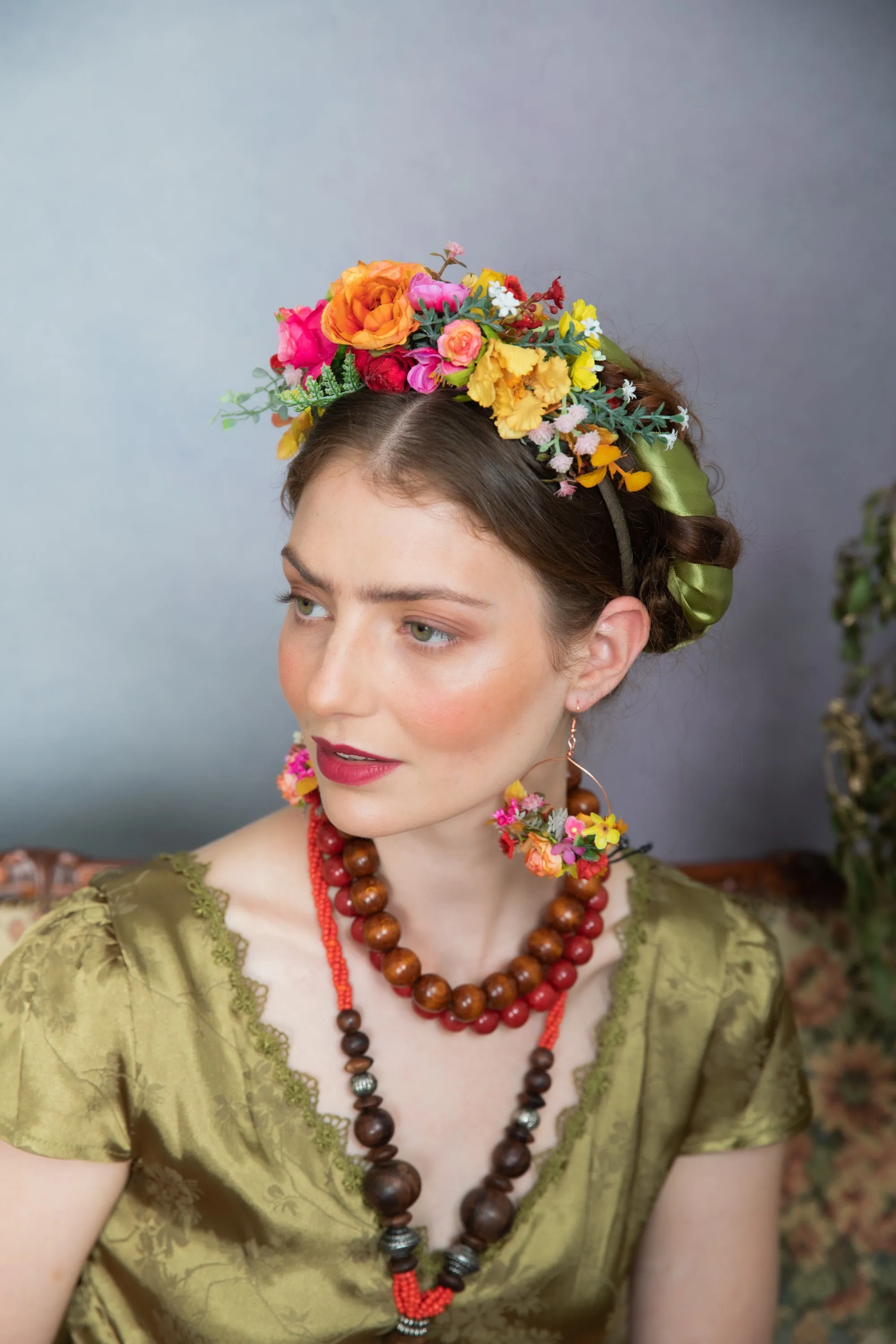 Colourful flower Frida Kahlo hair crown