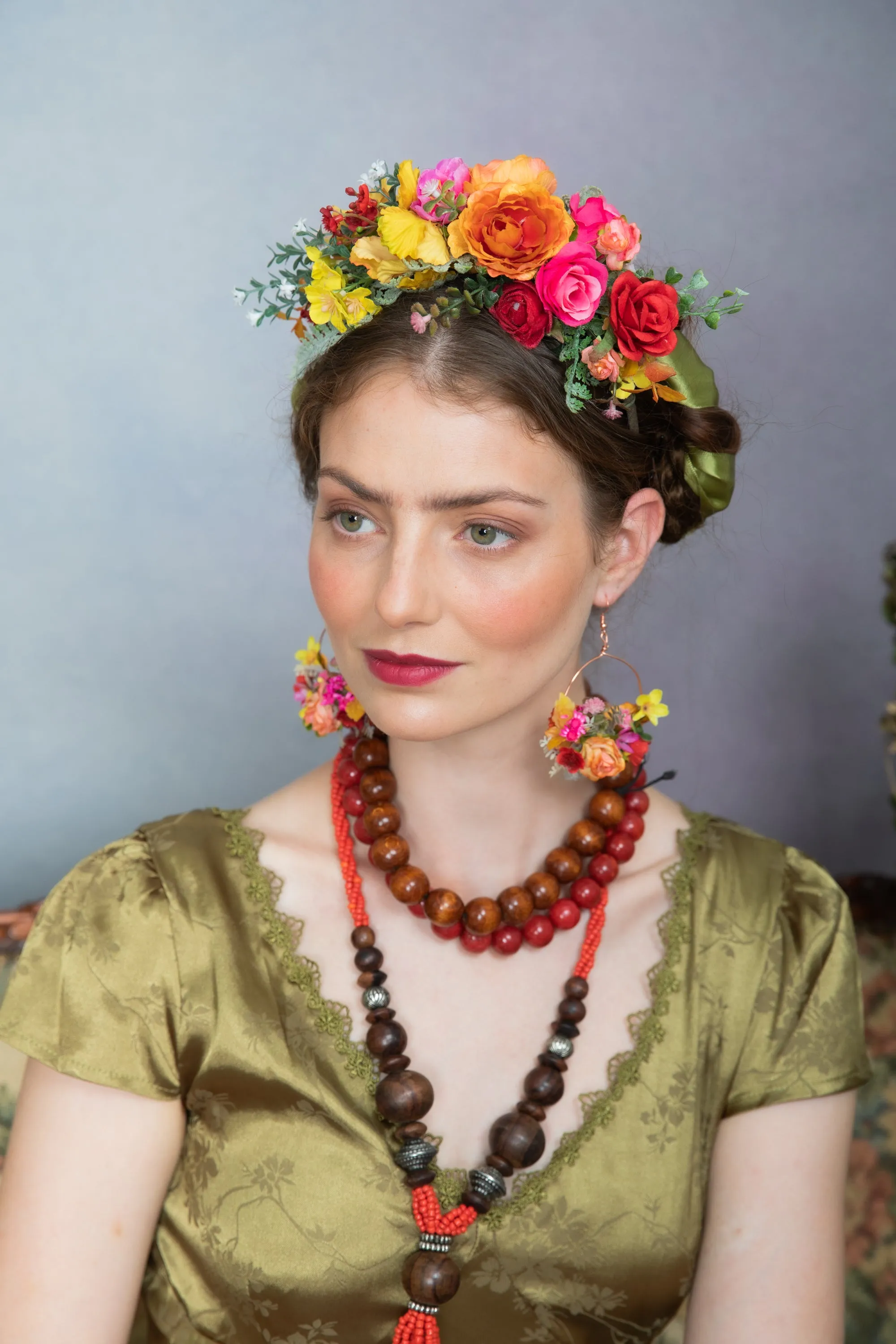 Colourful flower Frida Kahlo hair crown