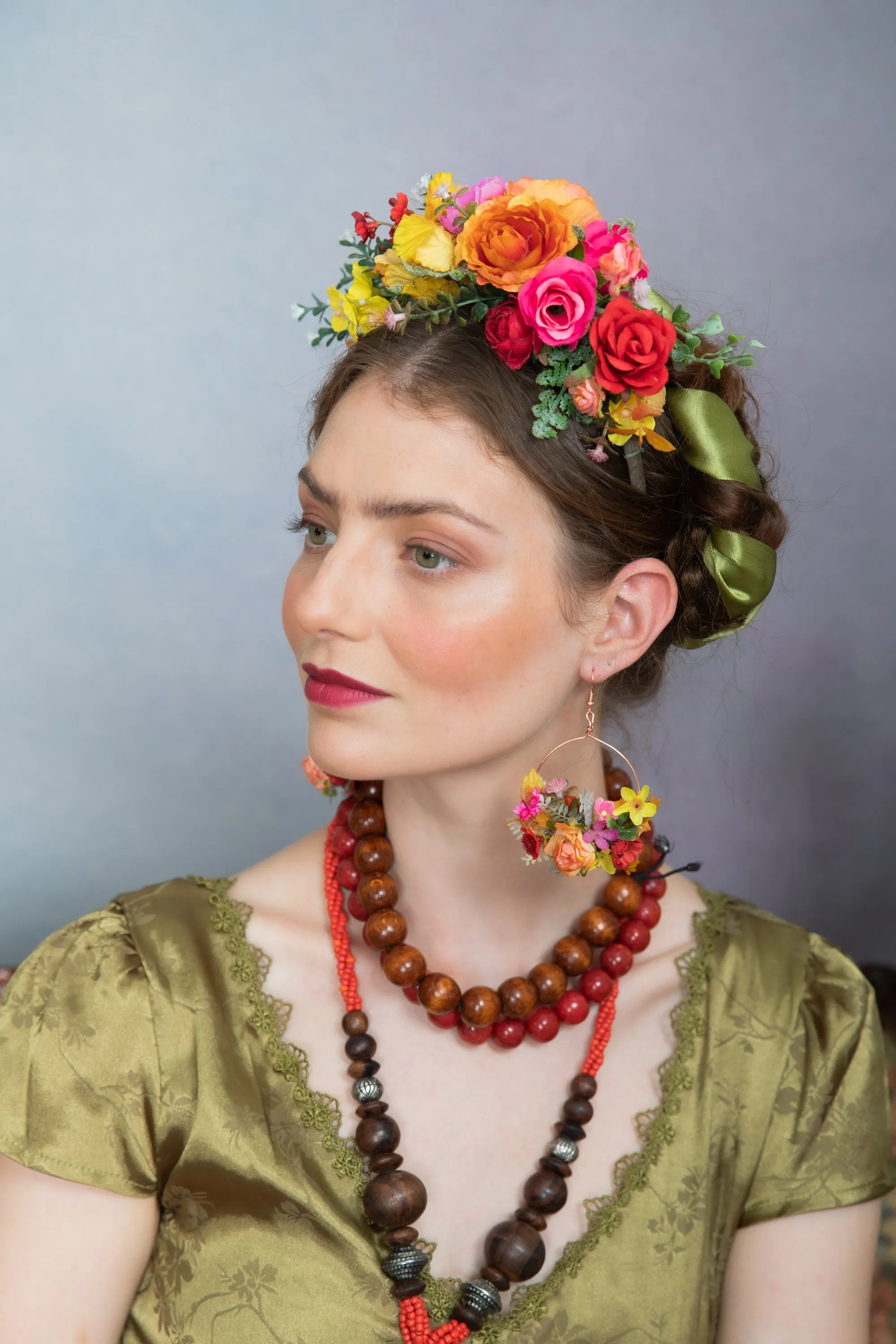 Colourful flower Frida Kahlo hair crown