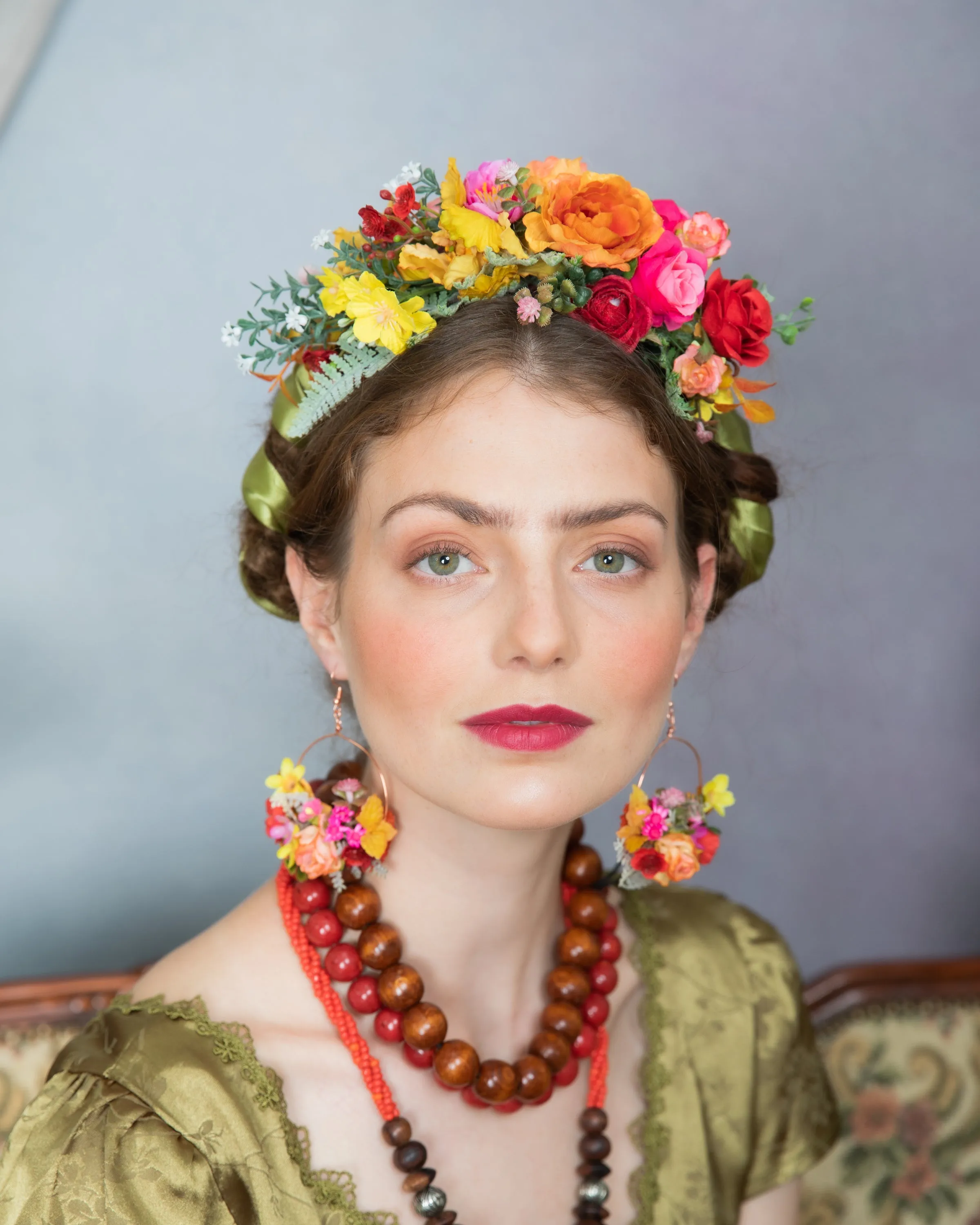 Colourful flower Frida Kahlo hair crown