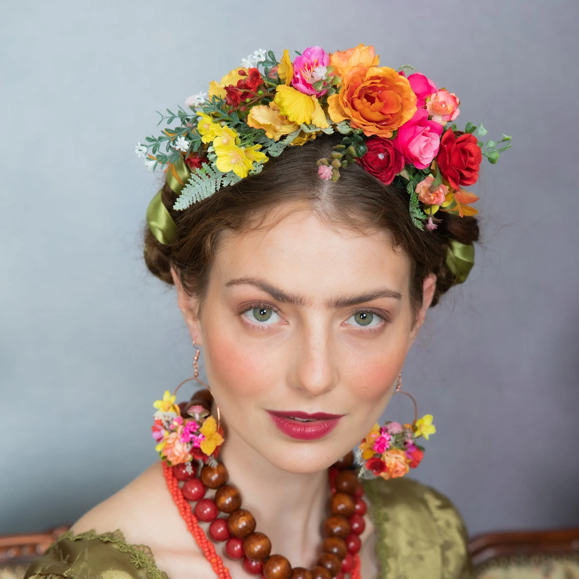 Colourful flower Frida Kahlo hair crown