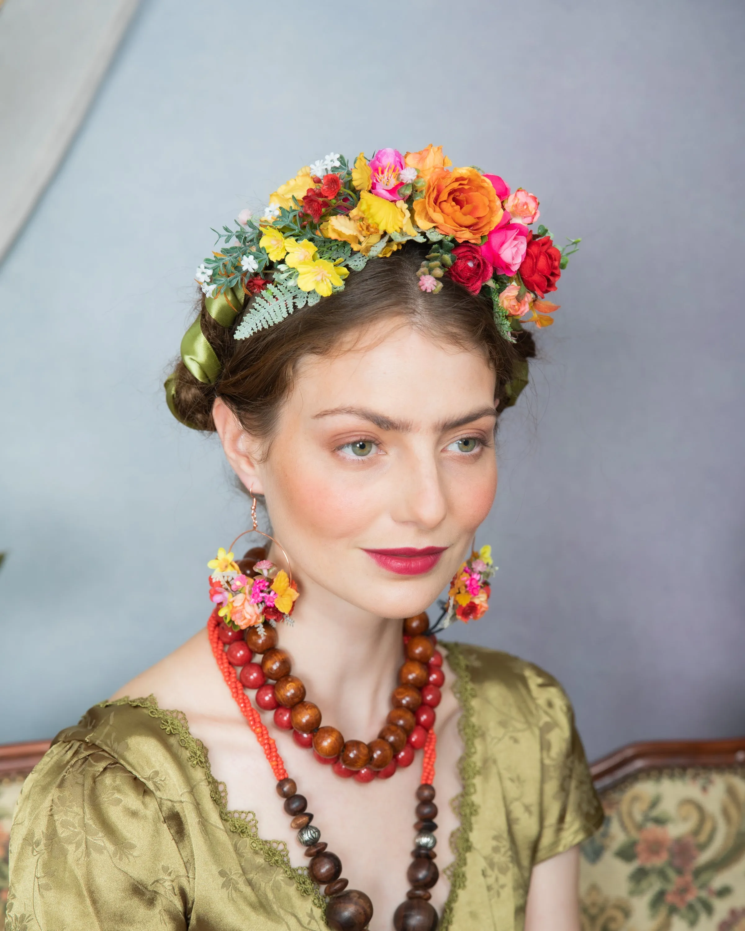 Colourful flower Frida Kahlo hair crown