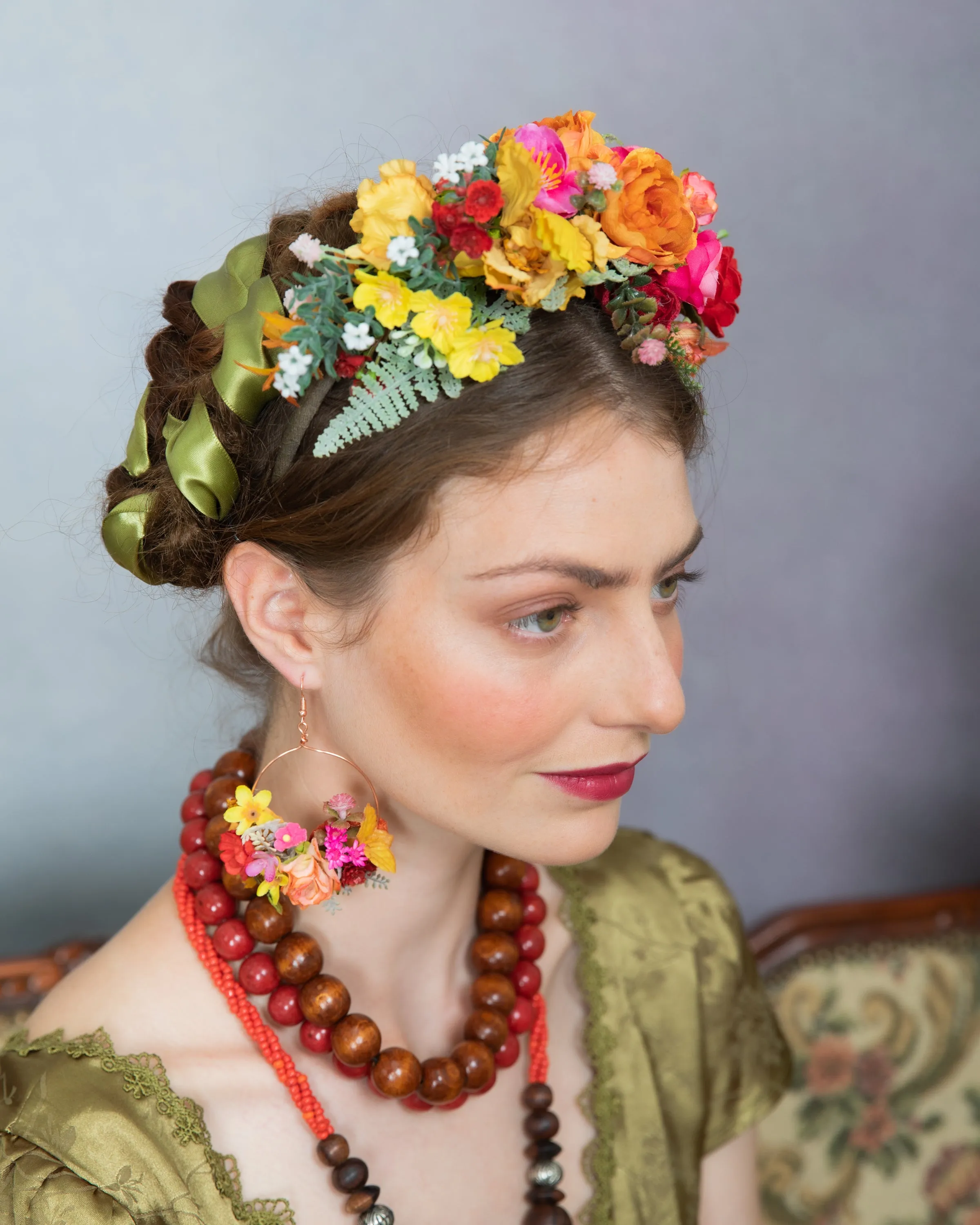 Colourful flower Frida Kahlo hair crown