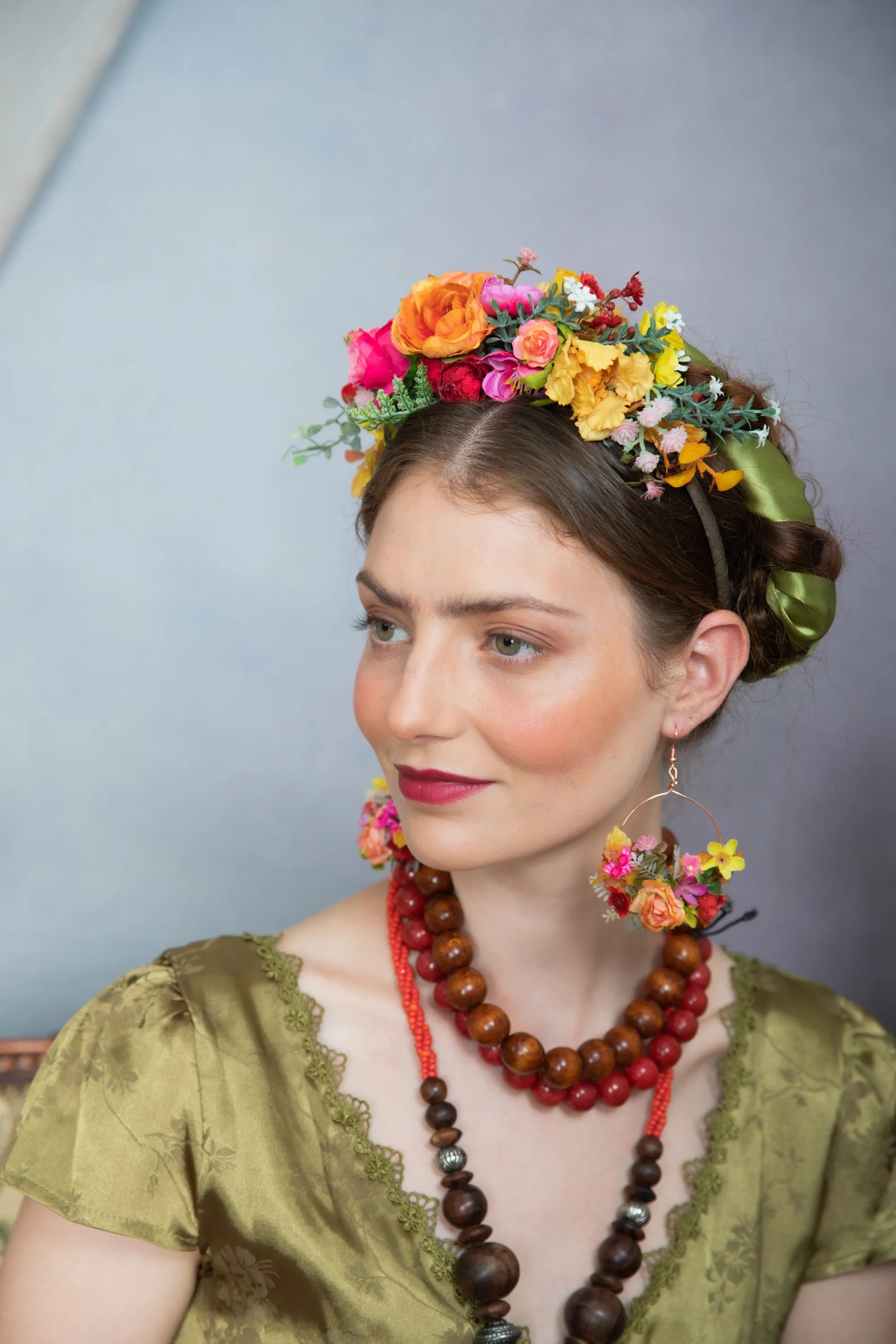 Colourful flower Frida Kahlo hair crown