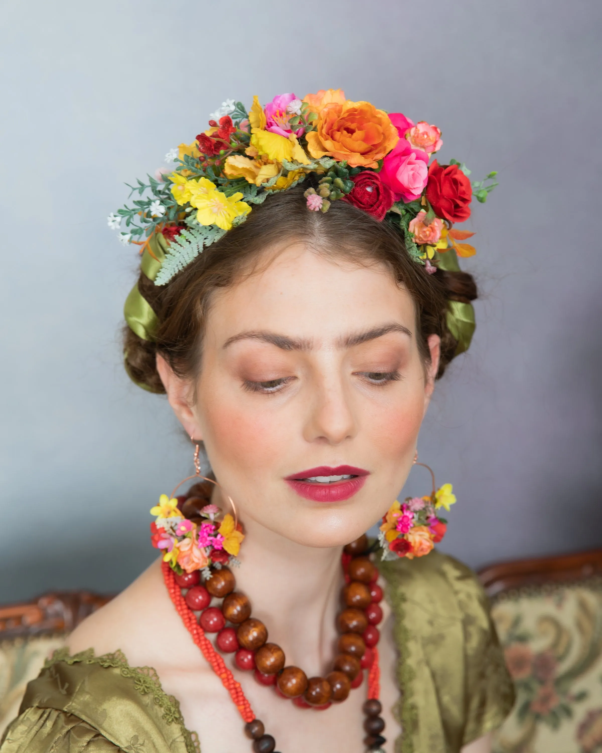 Colourful flower Frida Kahlo hair crown