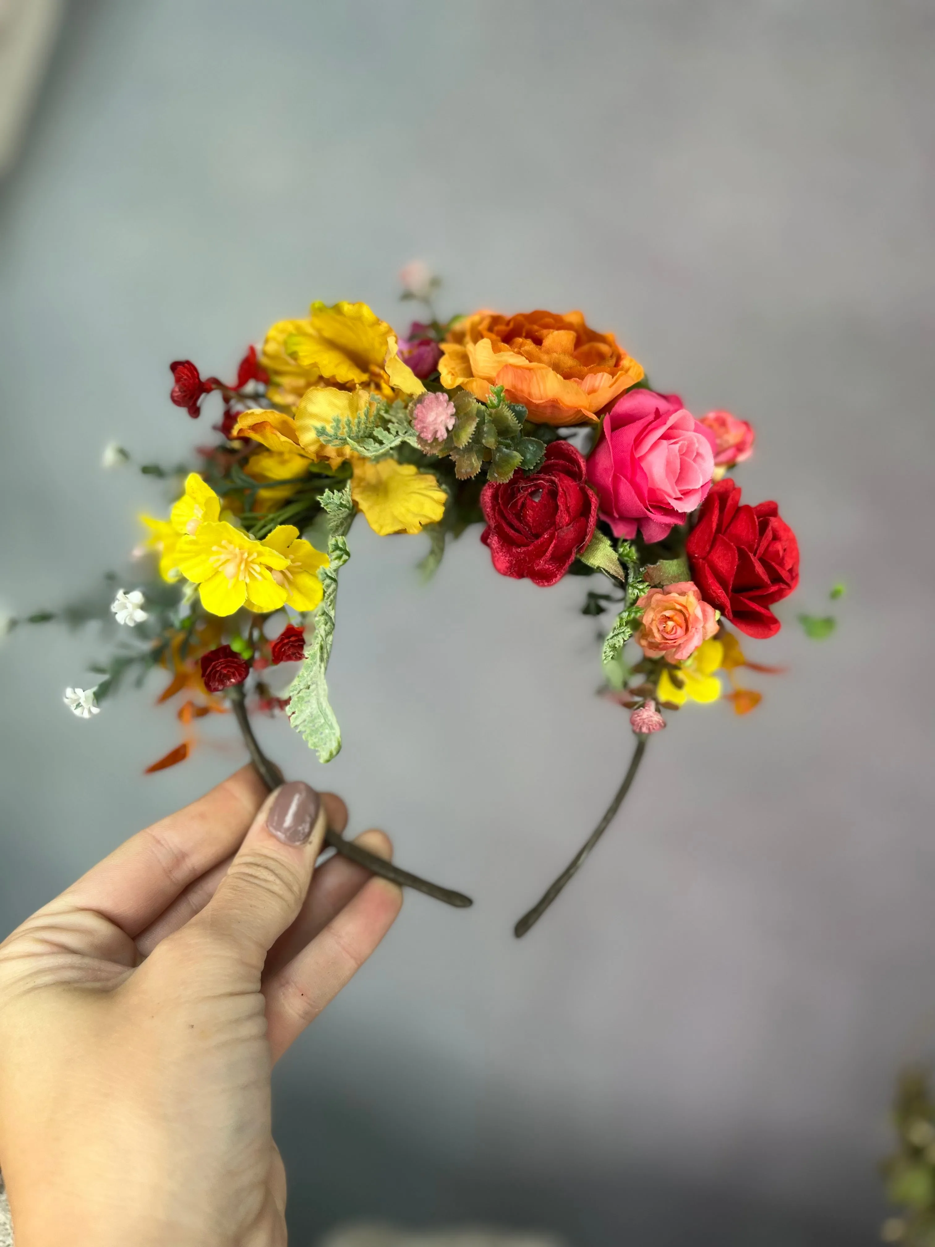 Colourful flower Frida Kahlo hair crown