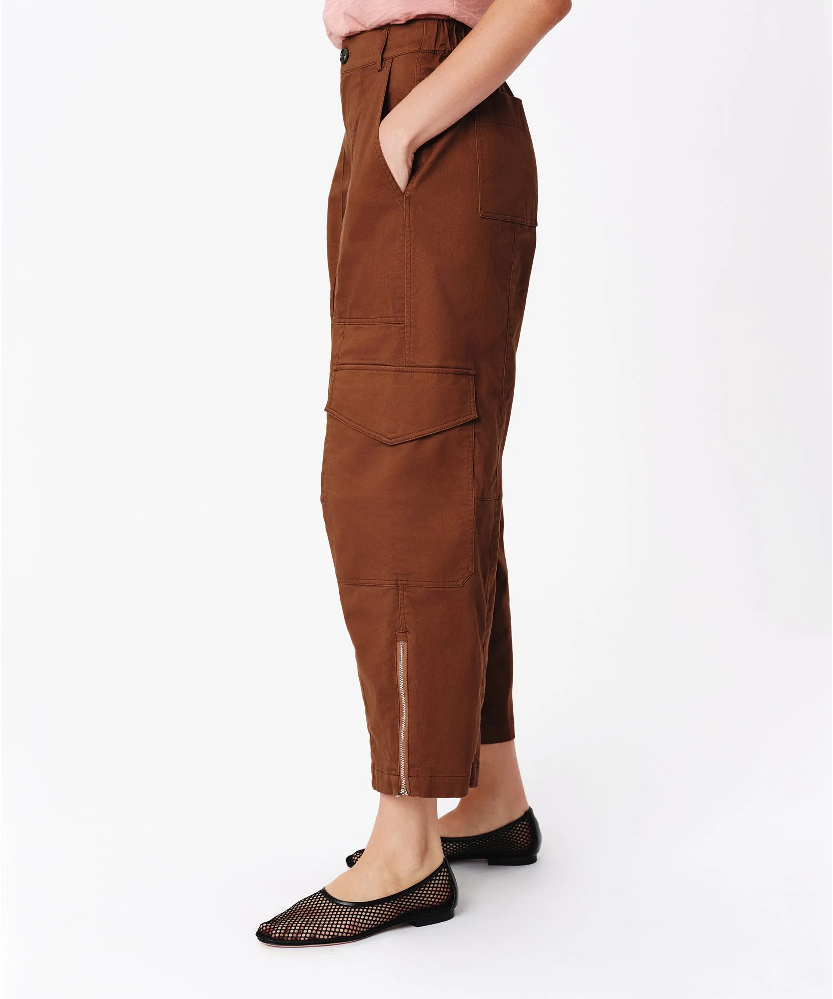 Cotton Twill Cargo Pant - Pecan Brown