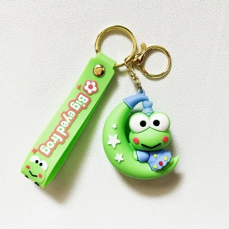 Crescent Moon 3D Silicon Keychain With Bagcharm and Strap (Select From Drop Down Menu)