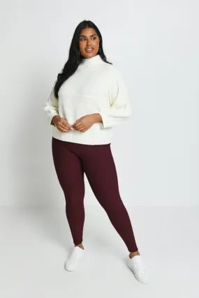 Curve Winter Everyday High Waisted Leggings - Burgundy