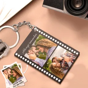 Custom Film Strip Photo Acrylic Keychain with Text