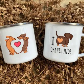 Dachshund Printed Enamel Mugs