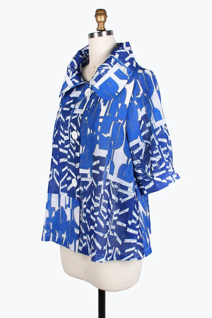 Damee Abstract pattern mid-swing jacket 4808-Blu