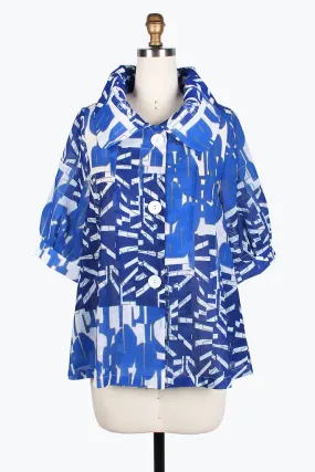 Damee Abstract pattern mid-swing jacket 4808-Blu