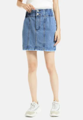 denim mini skirt