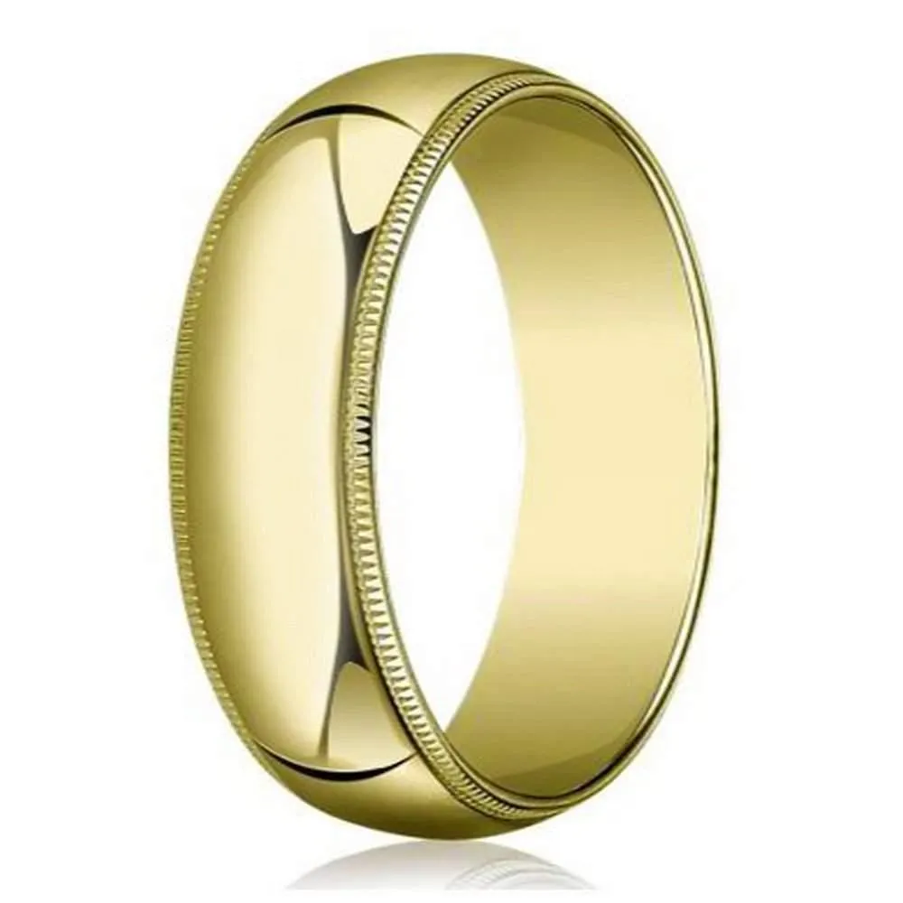 Designer 6 mm Traditional Fit Milgrain 10K Yellow Gold Wedding Band