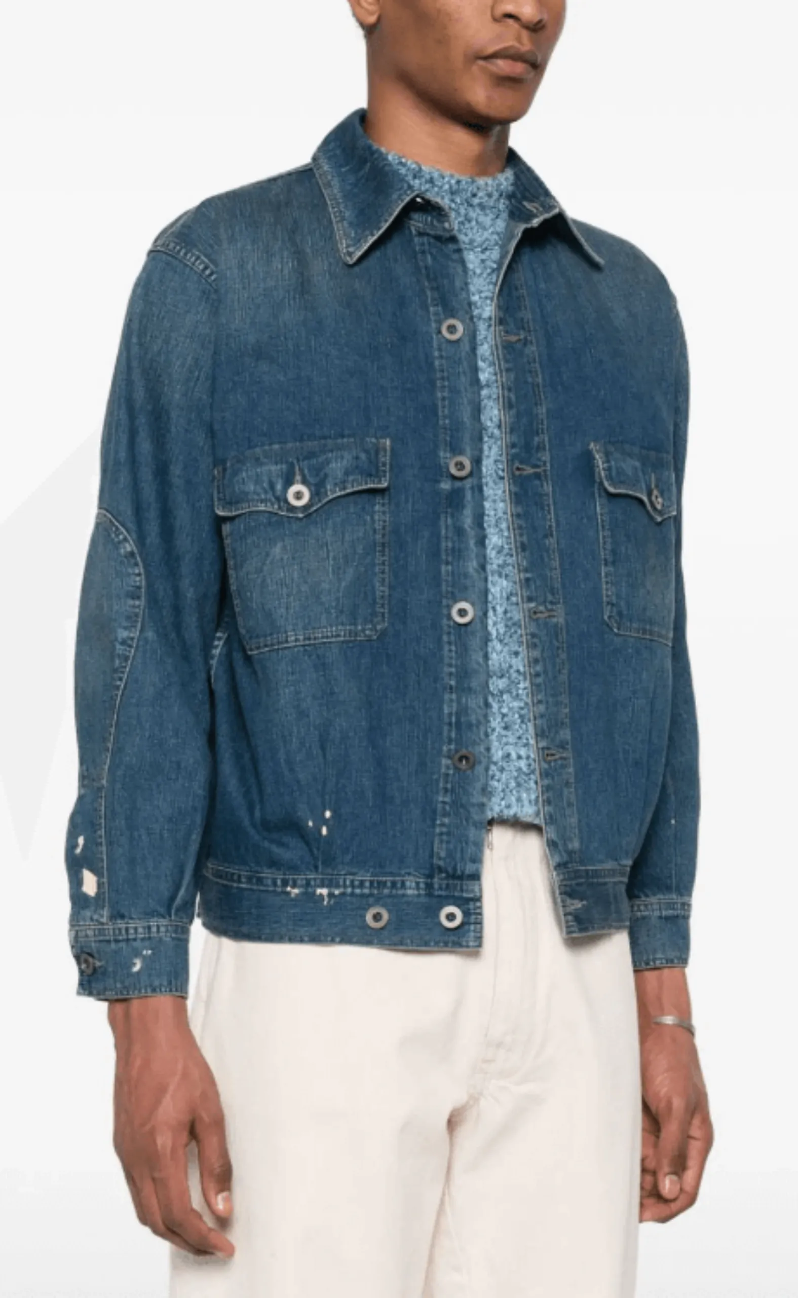 DISTRESSED DENIM GREENCAST INDIGO JACKET