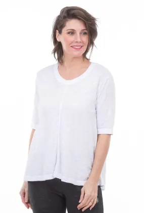 Elbow-Sleeve Trapeze Tee, White