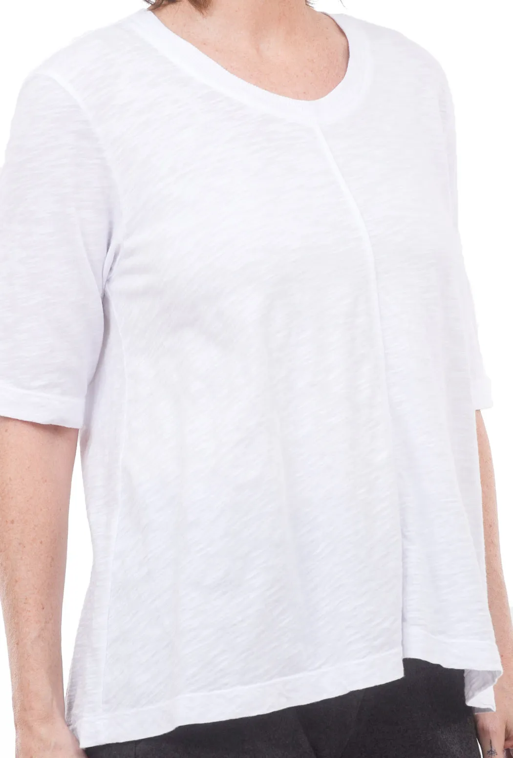 Elbow-Sleeve Trapeze Tee, White