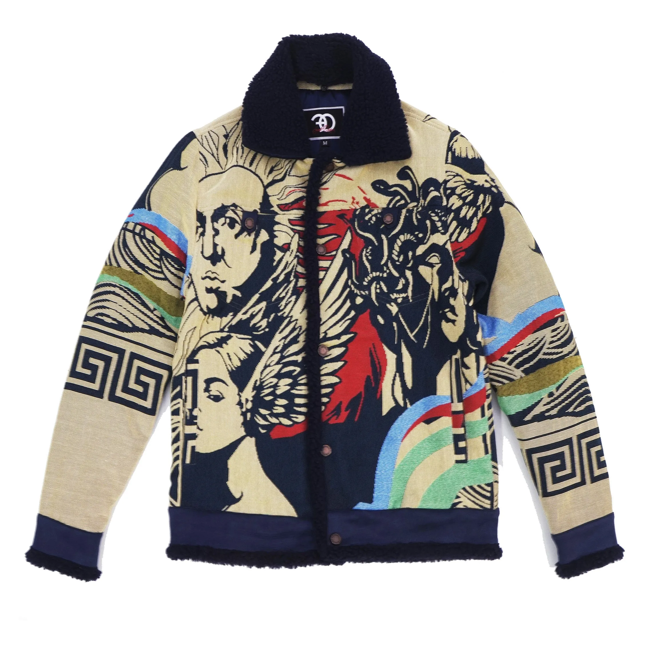 F1305 Greek Apollo Tapestry Jacket - Khaki