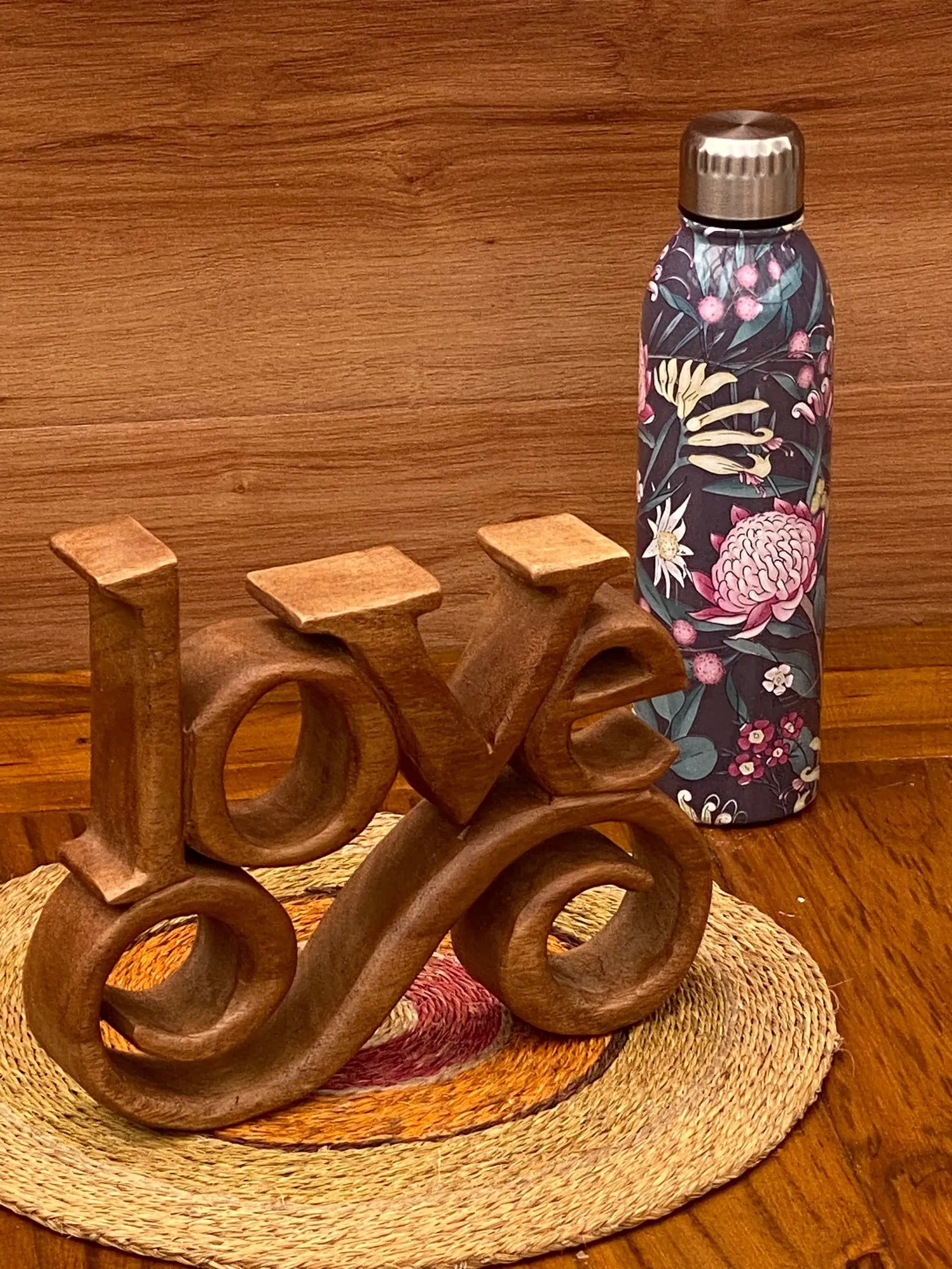 Fathers Day Gift Wooden carved LOVE words decoration 23 cm long with base stand