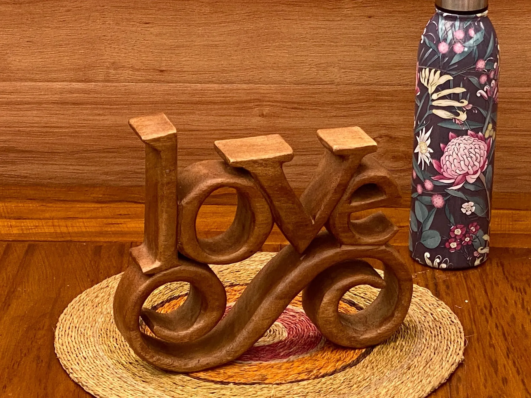 Fathers Day Gift Wooden carved LOVE words decoration 23 cm long with base stand