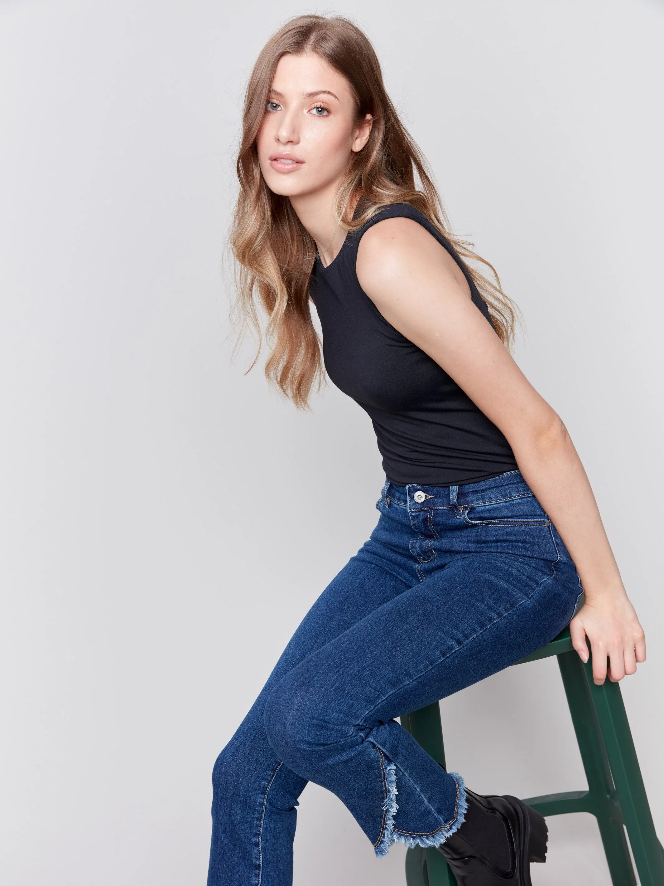 Front Tulip Hem Jeans - Indigo