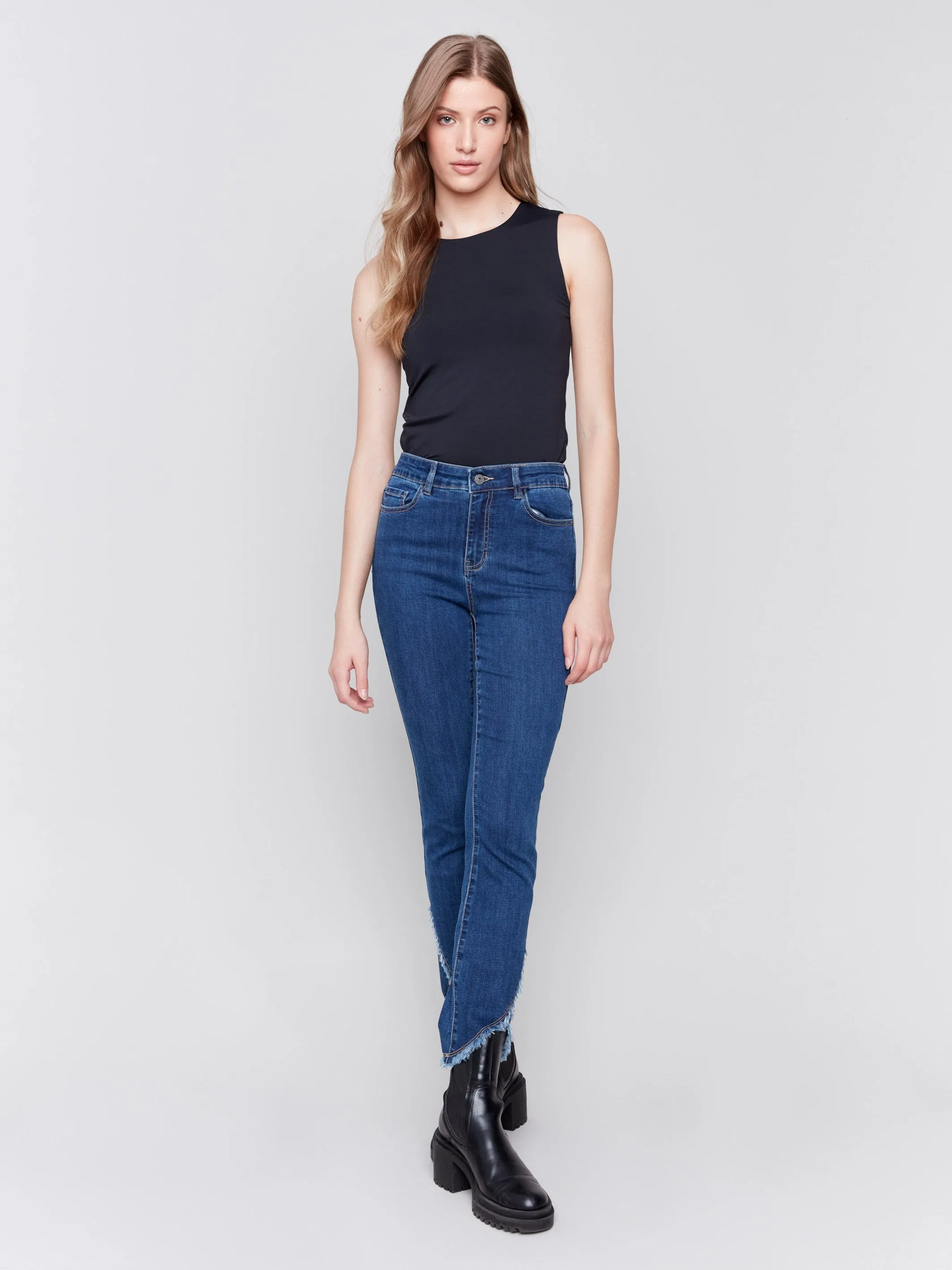 Front Tulip Hem Jeans - Indigo