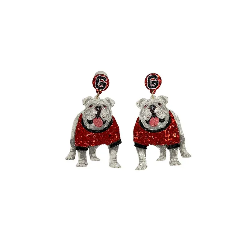 Georgia Dawg Glitter Earrings