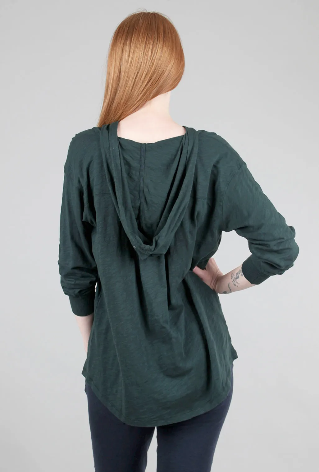 Hooded Henley Tunic, Winter Garden Green