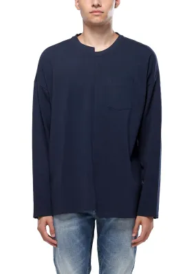 Konus Men's Asymmetrical Hem Long Sleeve Tee in Navy